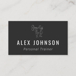 Personal Trainer Man Doing Squats Modern Sports Business Card