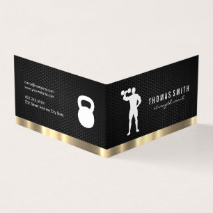 Personal Trainer Metallic Gold Trim Business Card