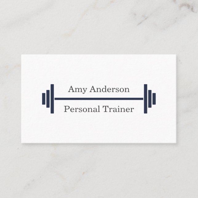 Personal Trainer Navy Blue Business Card (Front)