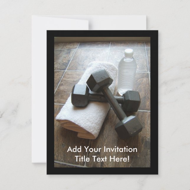 Personal Trainer or Fitness Dumbells Towel & Water Invitation (Front)