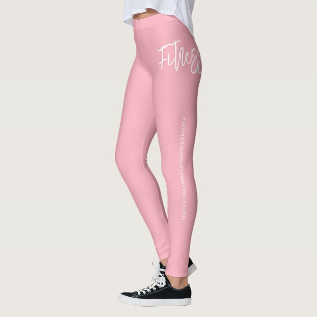 Personal Trainer | Pink & White Personalised Leggings (Left)