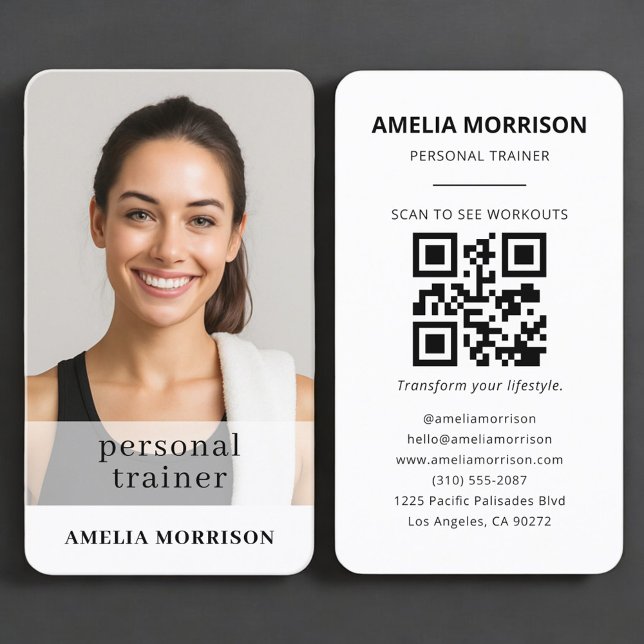 Personal Trainer QR Code Photo  Business Card (Creator Uploaded)