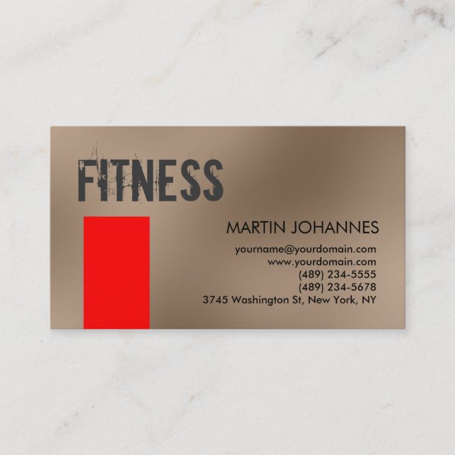 Personal Trainer Red Beige Business Card (Front)