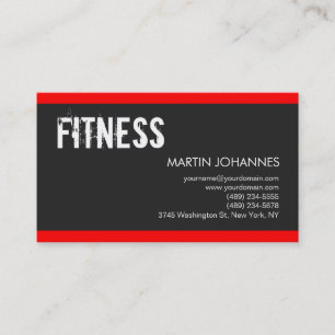 Personal Trainer Red Dark Grey Business Card
