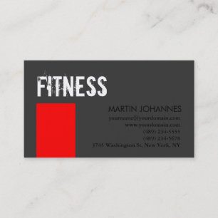 Personal Trainer Red Grey Business Card