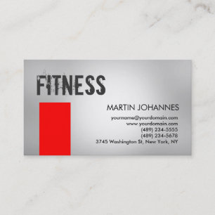 Personal Trainer Red Grey Business Card