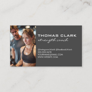 Personal Trainer with Client at Gym Business Card