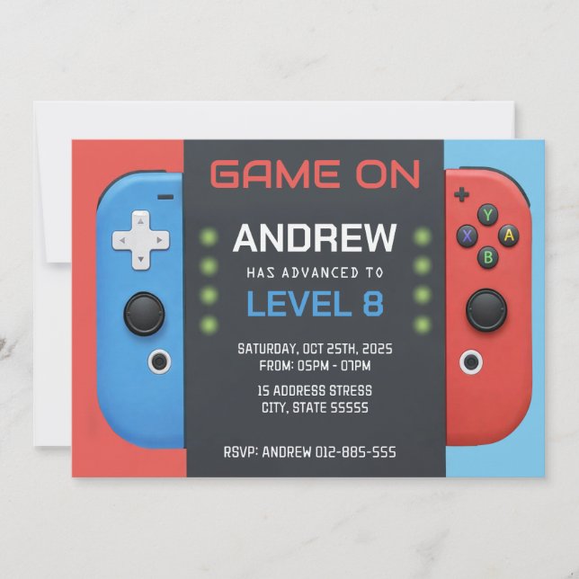 Personal Video Game Birthday Party Invitation (Front)