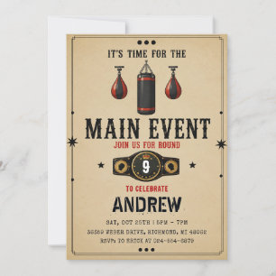 Personal Vintage Boxing Birthday Invitation
