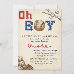 Personal Vintage Sport Baseball Baby Shower Invitation