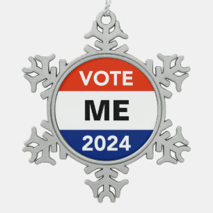 Personal Vote 2024 Presidential Election Campaign Snowflake Pewter Christmas Ornament