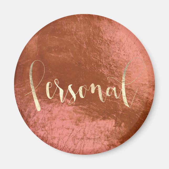 Personal Weekly Planner Pink Blush Copper Gold Magnet (Front)