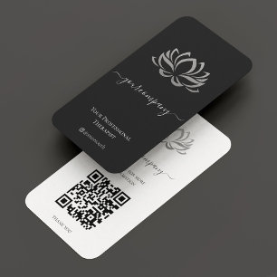 Personal Wellness Therapist Elegant Silver Lotus  Business Card