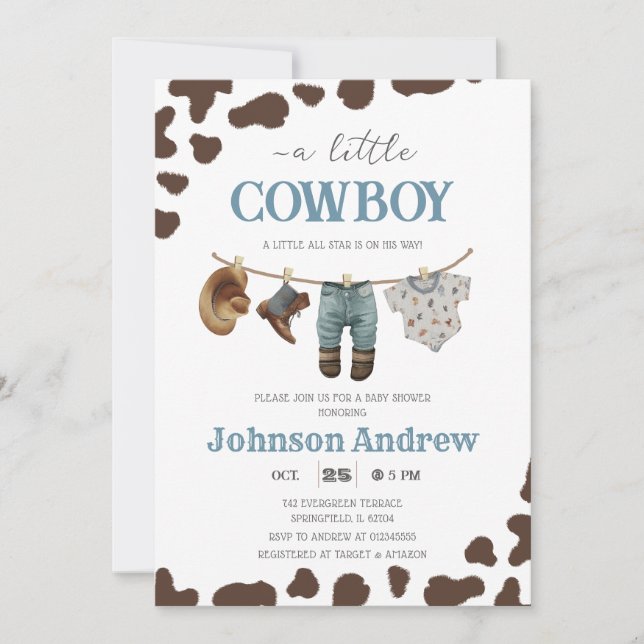 Personal Wild West Baby Shower  Invitation (Front)