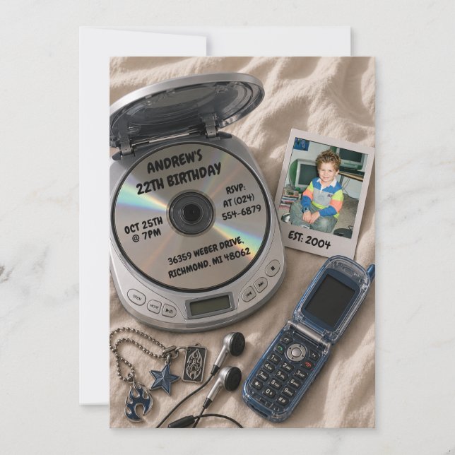 Personal Y2K Birthday Photo Invitation (Front)