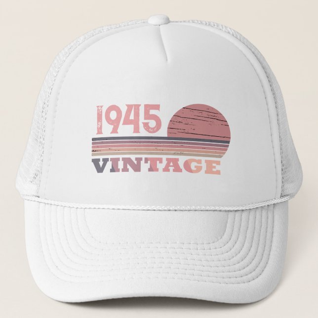 Personaliazed eighty vintage 80th birthday party trucker hat (Front)