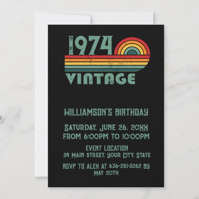 Personaliazed vintage 50th birthday gifts invitation (Front)