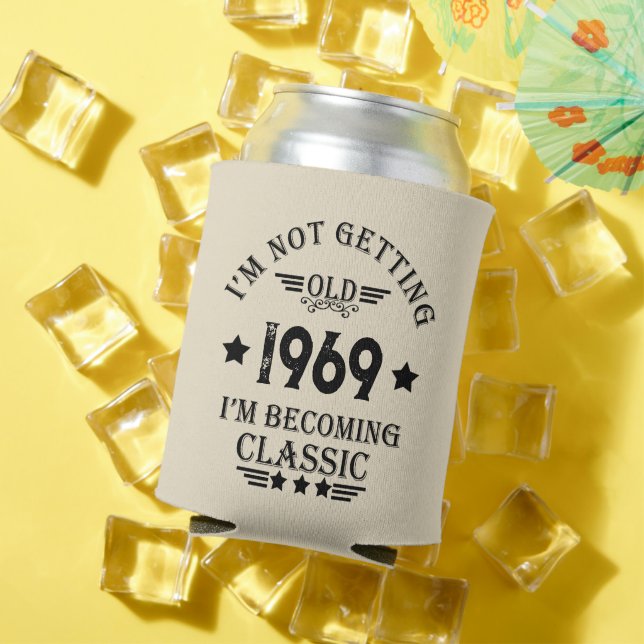 Personaliazed vintage 50th birthday party can cooler (In Situ Summer)