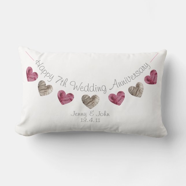 Personalisable 7th or any Wedding Anniversary Lumbar Cushion (Front)