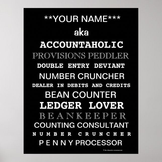 Personalisable Accountant Funny Job Titles Poster (Front)