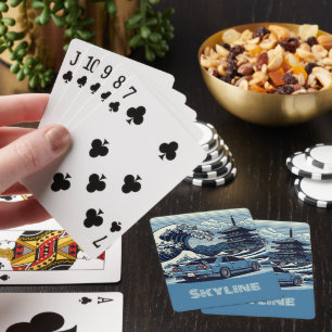 Personalisable GTR BNR34 Skyline Great Wave Temple Playing Cards