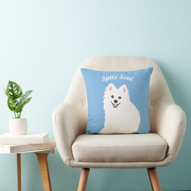 Personalisable Japanese Spitz Seat Dog Cushion (Chair)