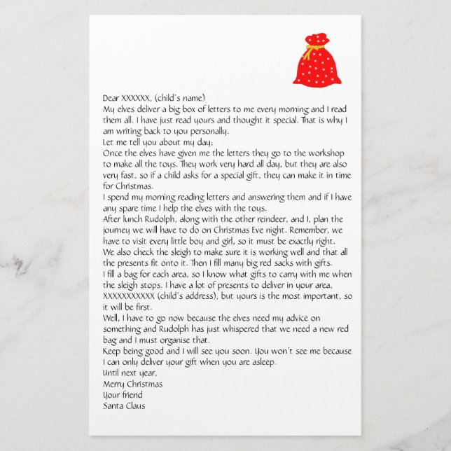 Personalisable Letter from Santa 4 Stationery (Front)