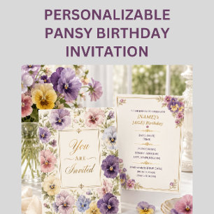 Personalisable Pansy Garden Party Birthday Save The Date