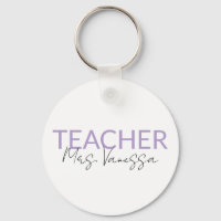 Personalisation Teacher Name keychain, Retro Teach