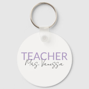 Personalisation Teacher Name keychain, Retro Teach Key Ring