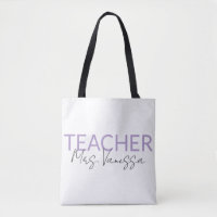 Personalisation Teacher Name Tote Bag, Retro Teach