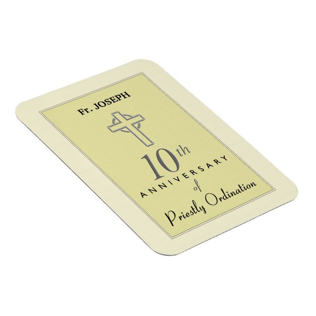 Personalise, 10th Anniversary of Priest Embossed Magnet (Right Side)
