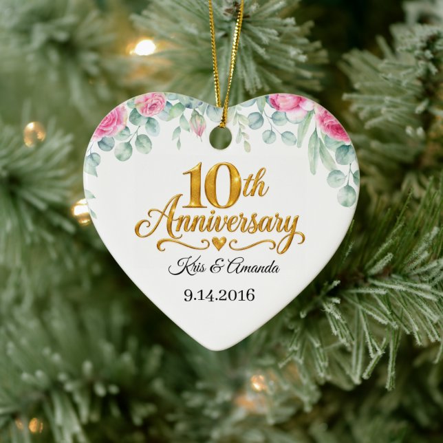 Personalise 10th Anniversary Ornament (Tree)