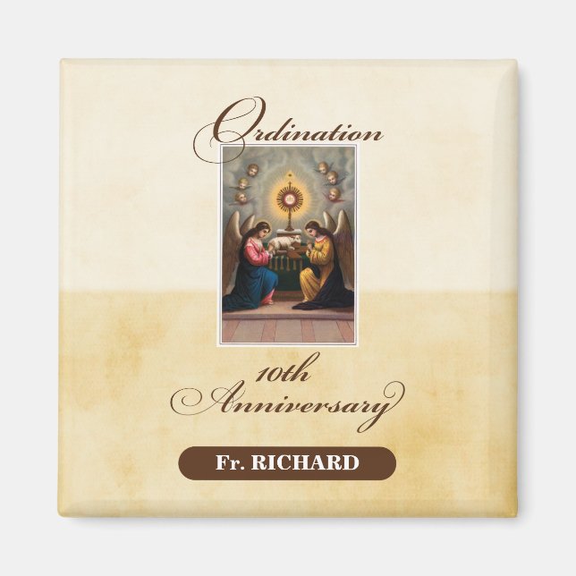 Personalise, 10th Ordination Anniversary Angels Magnet (Front)
