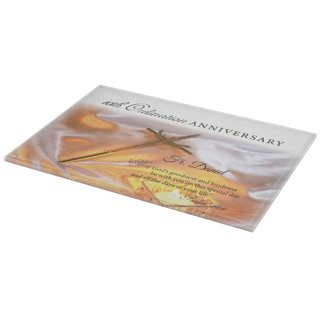Personalise, 10th Ordination Anniversary, Cross Cutting Board (Corner)
