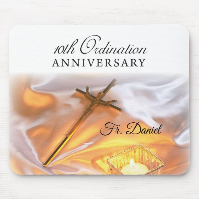 Personalise, 10th Ordination Anniversary, Cross Mouse Pad (Front)