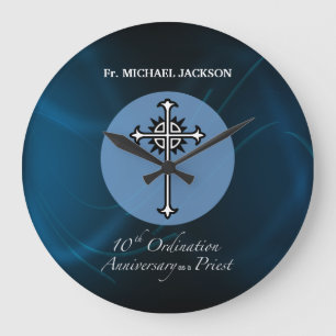 Personalise, 10th Ordination Anniversary of Priest Large Clock