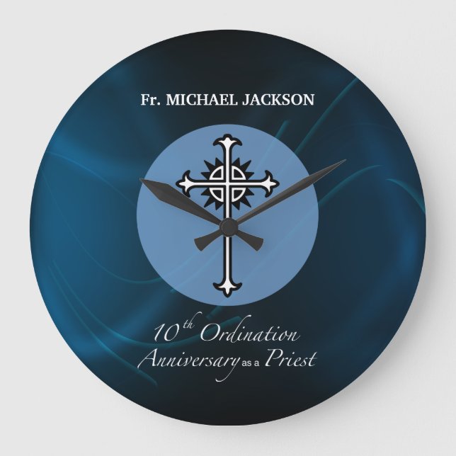 Personalise, 10th Ordination Anniversary of Priest Large Clock (Front)