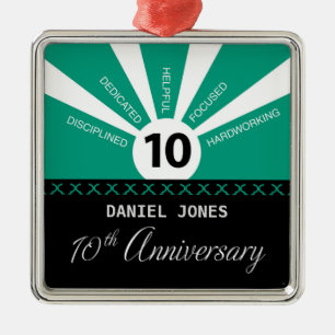 Personalise, 10th Year Employee Anniversary Metal Tree Decoration