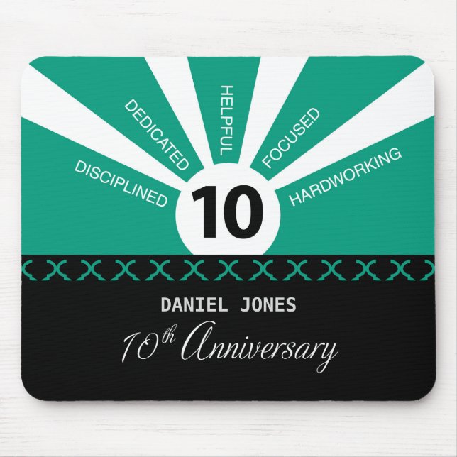 Personalise, 10th Year Employee Anniversary Mouse Pad (Front)