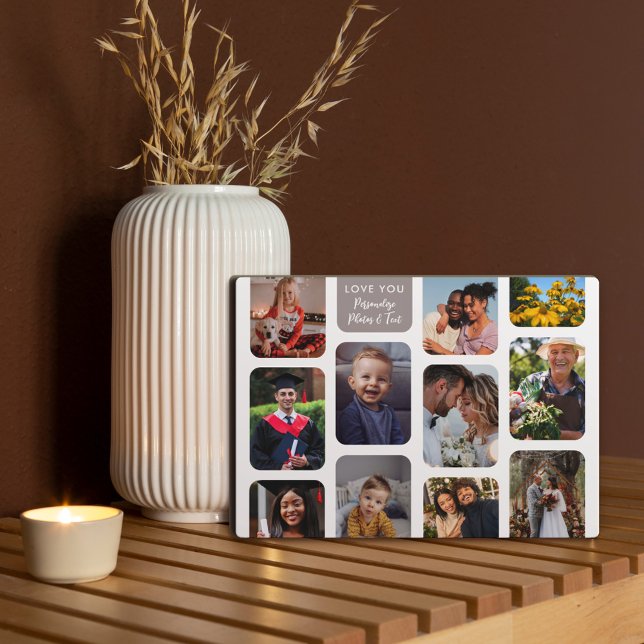 Personalise 11 Photos Modern Chic Elegant Love You Plaque (Creator Uploaded)