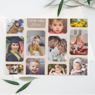 Personalise 11 Photos Taupe Modern Love You Mum Postcard