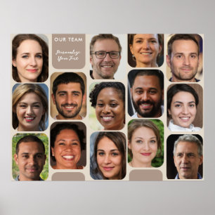 Personalise 14 Photos Classy Taupe Modern Our Team Poster