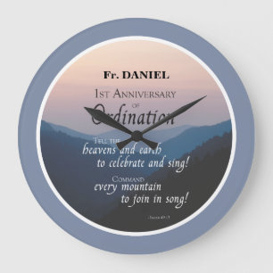 Personalise 1st Anniversary of Ordination Congrats Large Clock