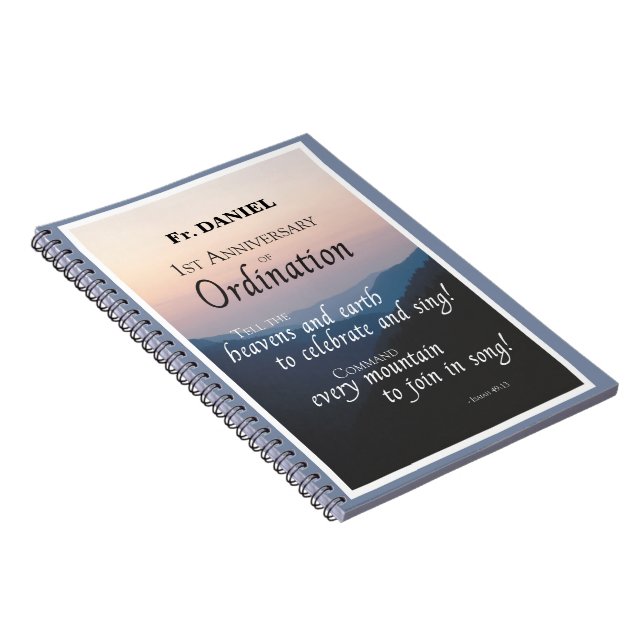 Personalise 1st Anniversary of Ordination Congrats Notebook (Right Side)