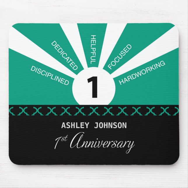 Personalise, 1st Year Employee Anniversary Mouse Pad (Front)