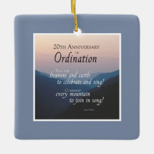 Personalise 20th Anniversary Ordination Congrats Ceramic Ornament