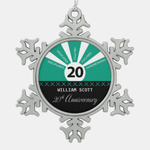 Personalise, 20th Yr Business Employee Anniversary Snowflake Pewter Christmas Ornament