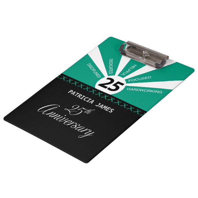 Personalise, 25th Year Employee Anniversary Clipboard (Angled)