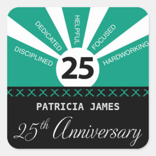 Personalise, 25th Year Employee Anniversary Square Sticker